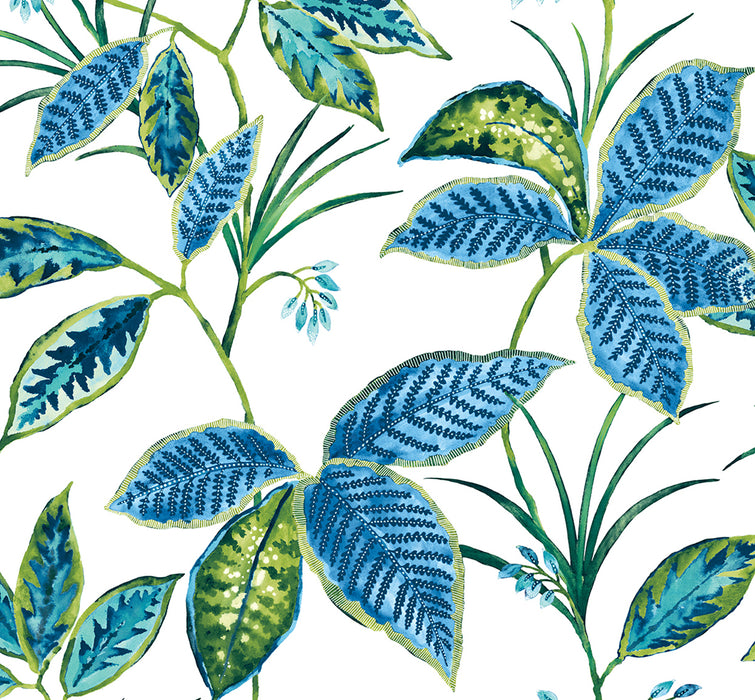 NextWall Boho Leaf Trail Lagoon Wallpaper Sample NW48312