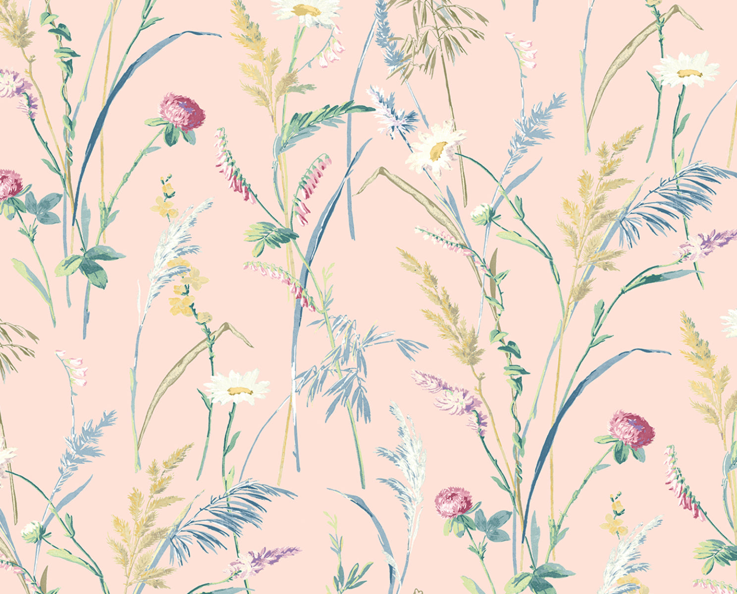 NextWall Meadow Flowers Lightly Pink Wallpaper NW48501