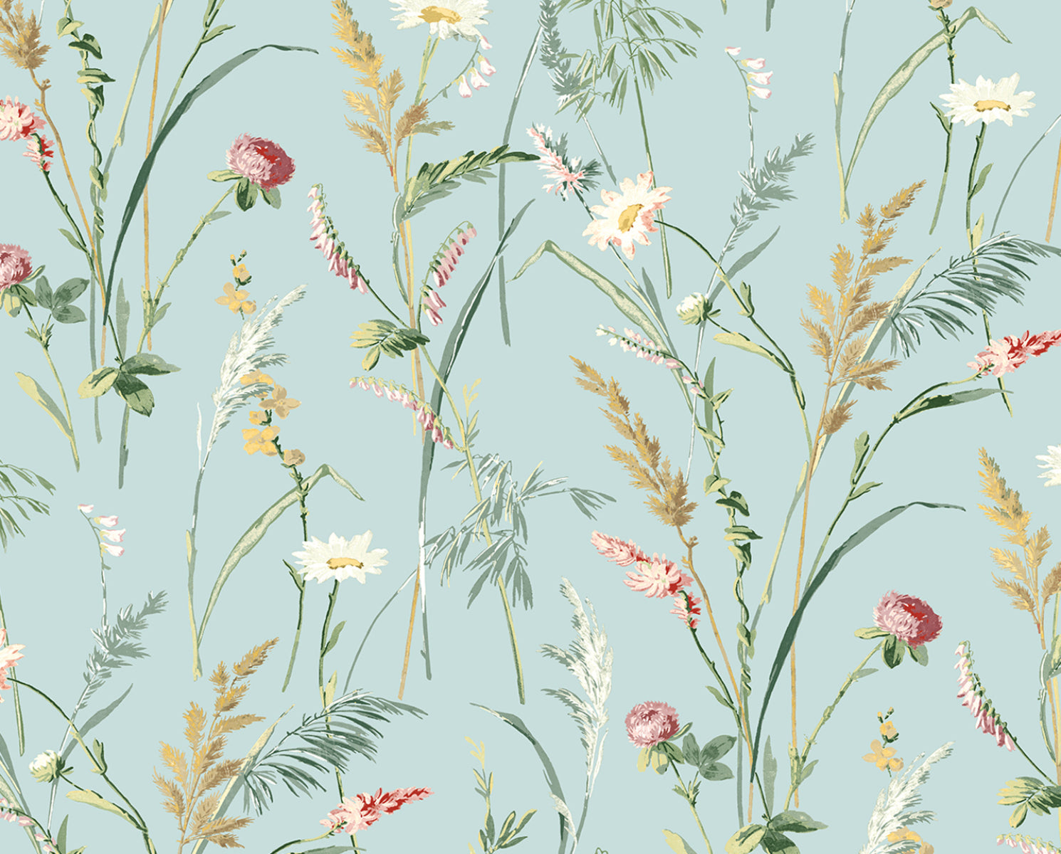 NextWall Meadow Flowers Seabreeze Wallpaper NW48502