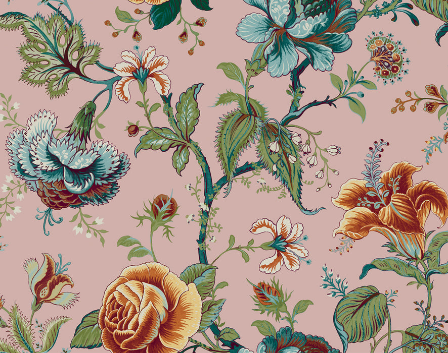 NextWall Sanibel Floral Trail Rose Ash Wallpaper NW48601