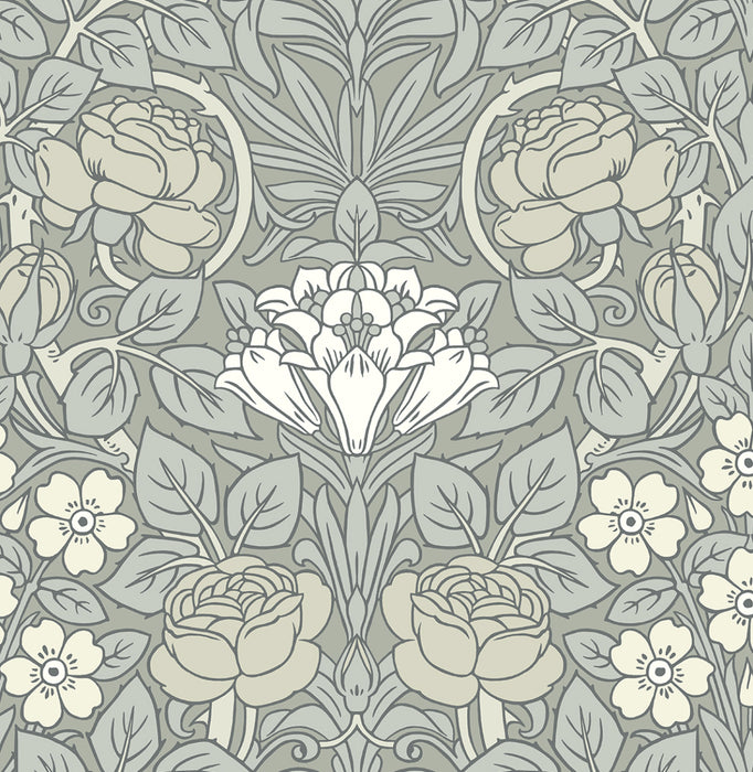 NextWall Vintage Rose Alloy Grey Wallpaper Sample NW49008