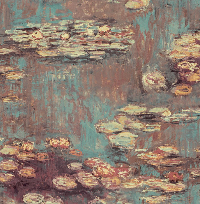 NextWall Lily Pond Rust & Deep Sea Wallpaper Sample NW50006