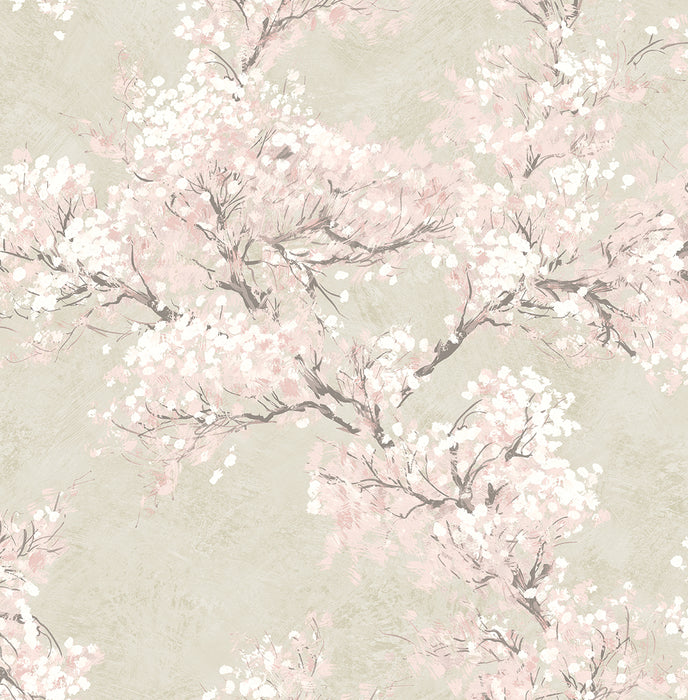 NextWall Cherry Blossom Grove Parchment & Rose Wallpaper Sample NW50101