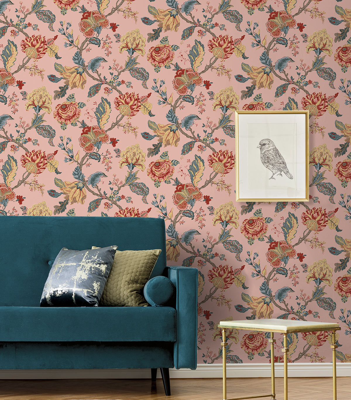 NextWall Kianna Jacobean Blush Wallpaper NW50201