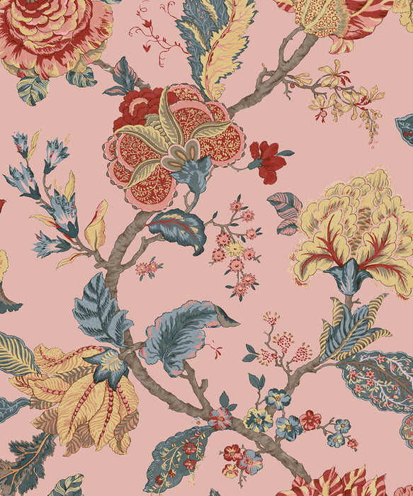 NextWall Kianna Jacobean Blush Wallpaper Sample NW50201