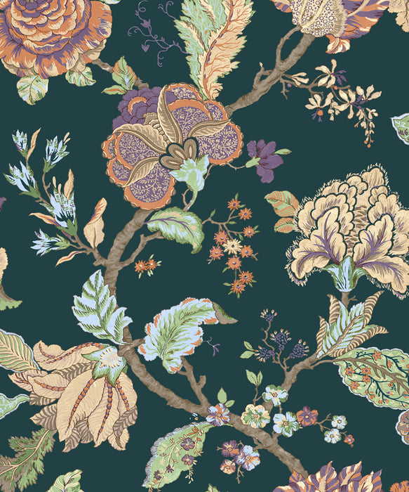 NextWall Kianna Jacobean Victorian Jade Wallpaper Sample NW50204