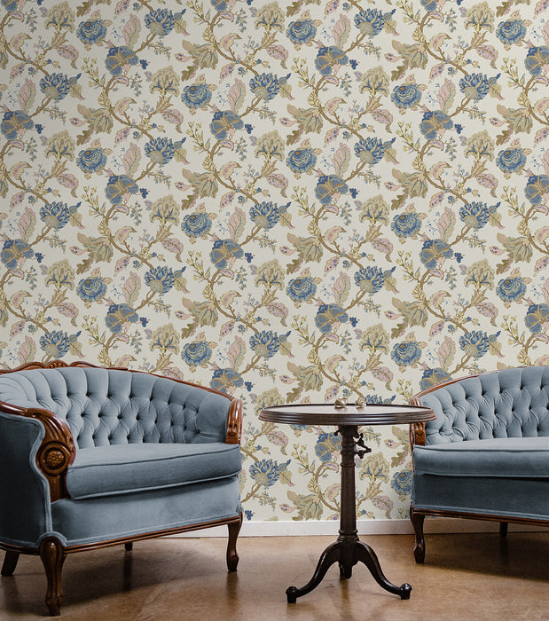 NextWall Kianna Jacobean Parchment Wallpaper Sample NW50205