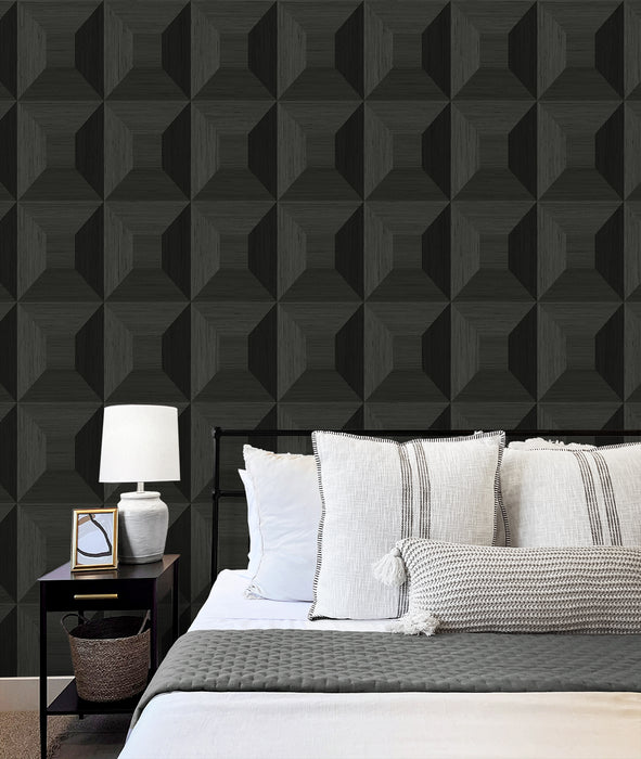 NextWall Quadrant Geo Blacksmith Wallpaper Sample NW50300