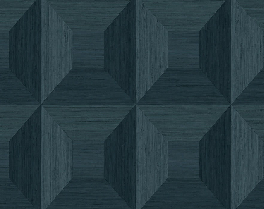 NextWall Quadrant Geo Denim Blue Wallpaper Sample NW50302