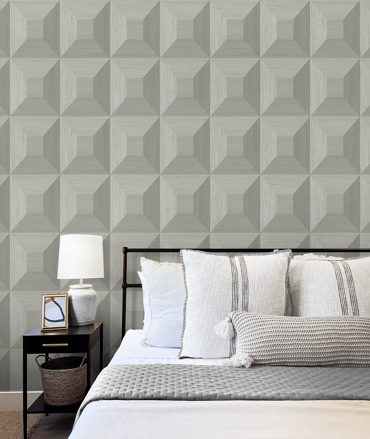 NextWall Quadrant Geo Daydream Grey Wallpaper NW50308