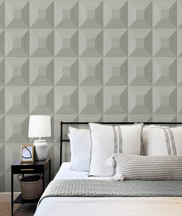 NextWall Quadrant Geo Daydream Grey Wallpaper Sample NW50308