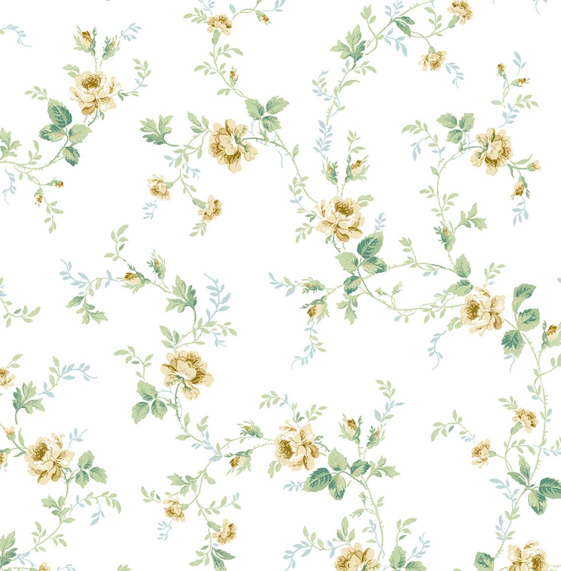 NextWall Blossom Floral Trail Wheatfield & Sage Wallpaper Sample NW50403