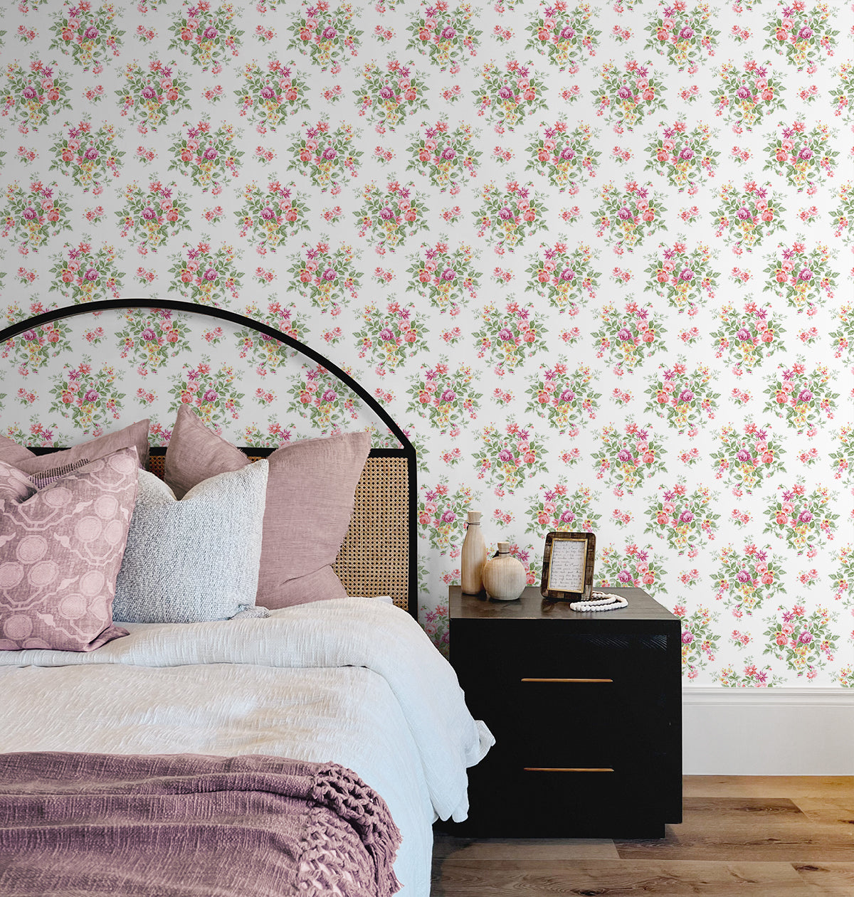 NextWall Floral Bunches Watermelon & Buttercup Wallpaper Sample NW50501