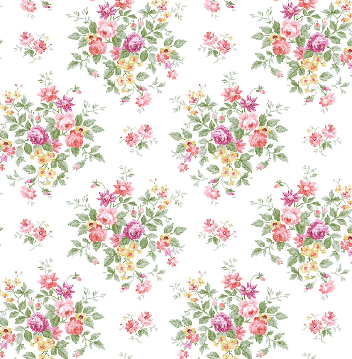 NextWall Floral Bunches Watermelon & Buttercup Wallpaper NW50501