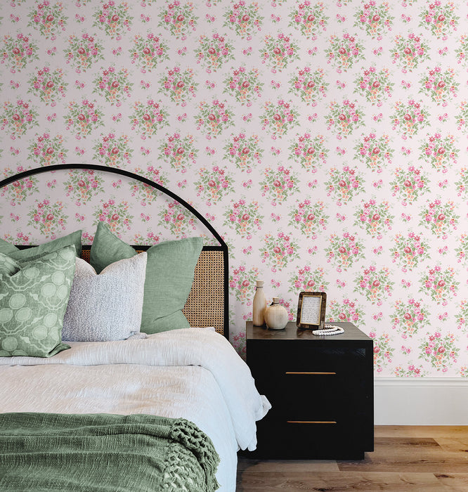 NextWall Floral Bunches Posy Pink Wallpaper Sample NW50511