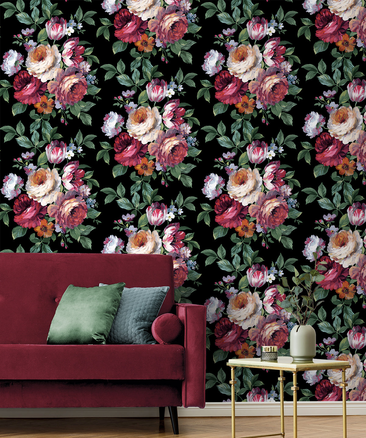 NextWall Large Bouquet Ebony & Jewel Box Wallpaper NW50600