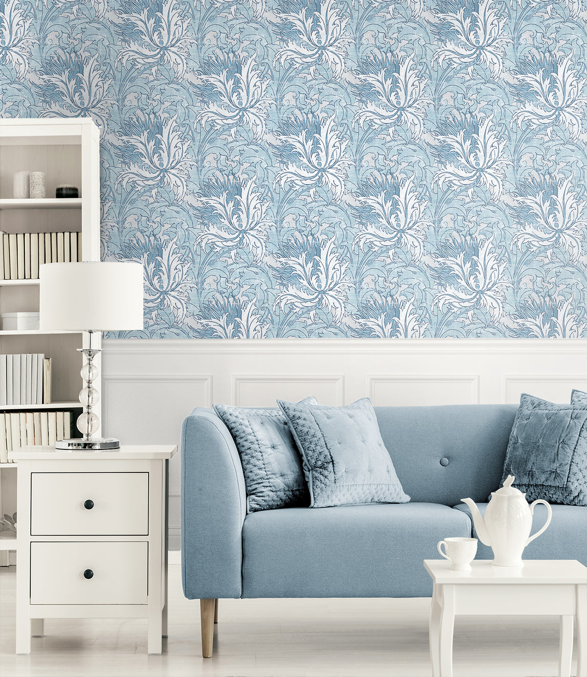 NextWall Floral Folly Blue Waterfall Wallpaper NW50702