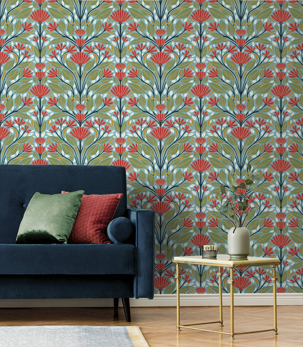 NextWall Shalin Folk Floral Summer Garden Wallpaper Sample NW50802