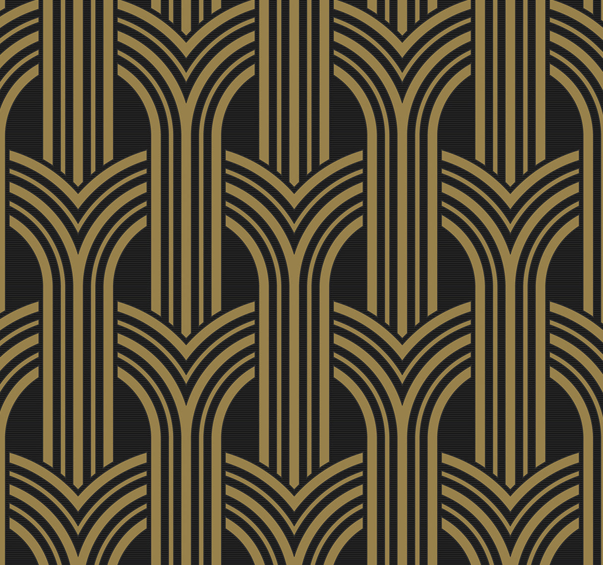 NextWall Deco Geometric Arches Ebony & Metallic Gold Wallpaper NW50900