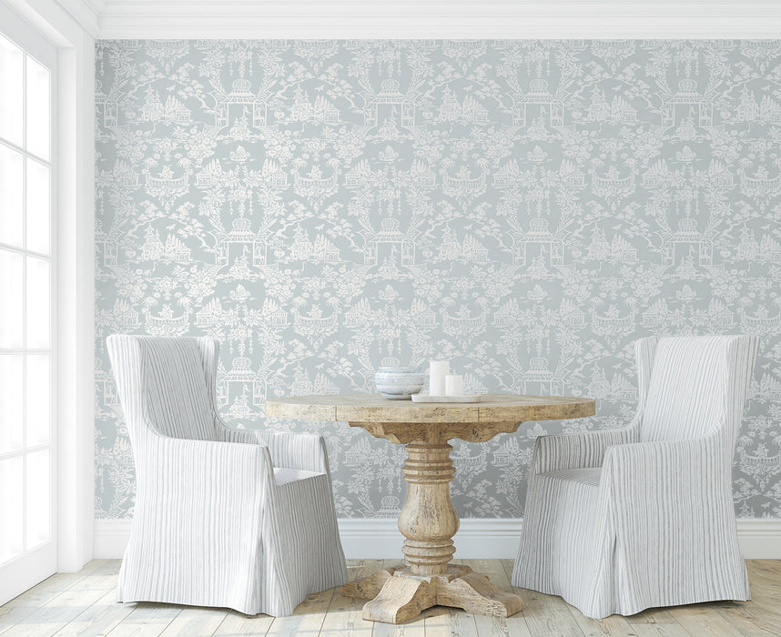 NextWall Garden Chinoiserie Blue Dusk Wallpaper Sample NW51202