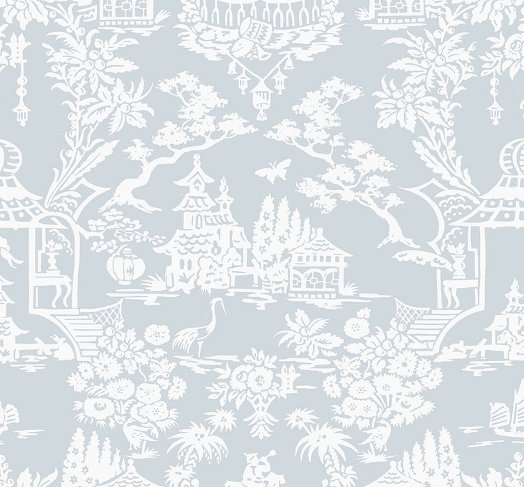 NextWall Garden Chinoiserie Blue Dusk Wallpaper Sample NW51202