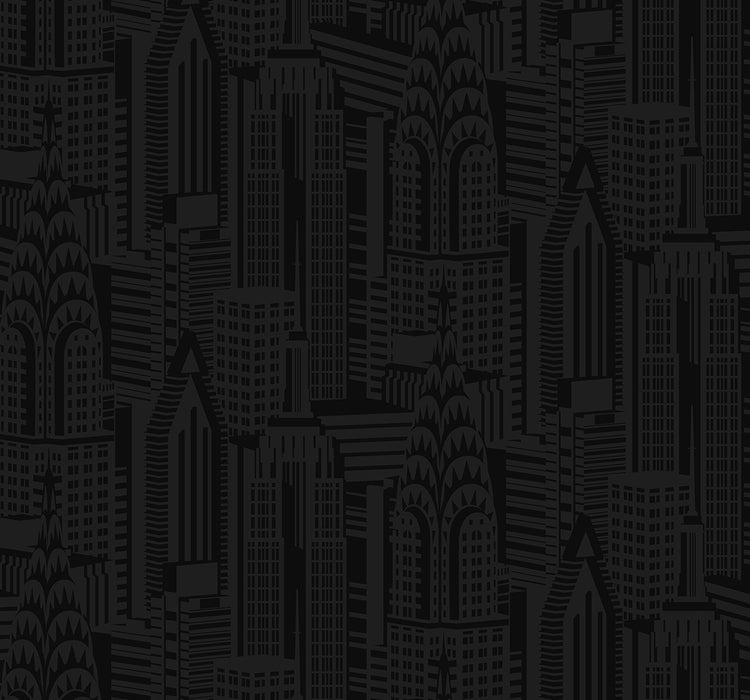 NextWall City Skyline Cosmic Black Wallpaper NW51300