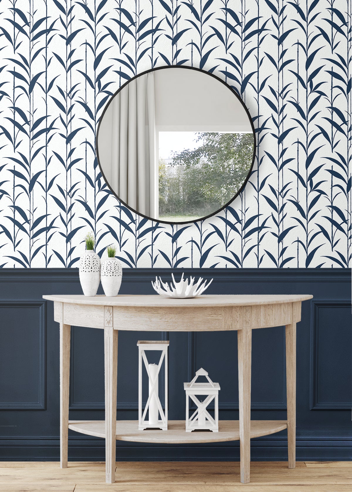 NextWall Bamboo Silhouette Royal Blue Wallpaper NW51402