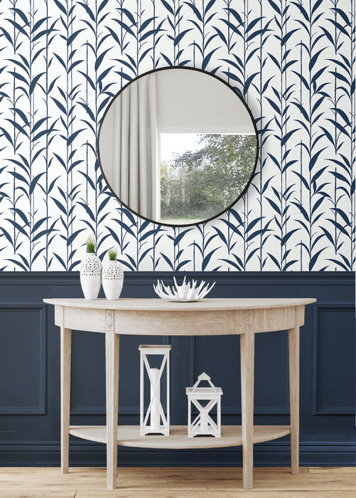 NextWall Bamboo Silhouette Royal Blue Wallpaper Sample NW51402