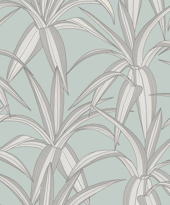 NextWall Tossed Cradle Plant Blue Mist Wallpaper Sample NW51702