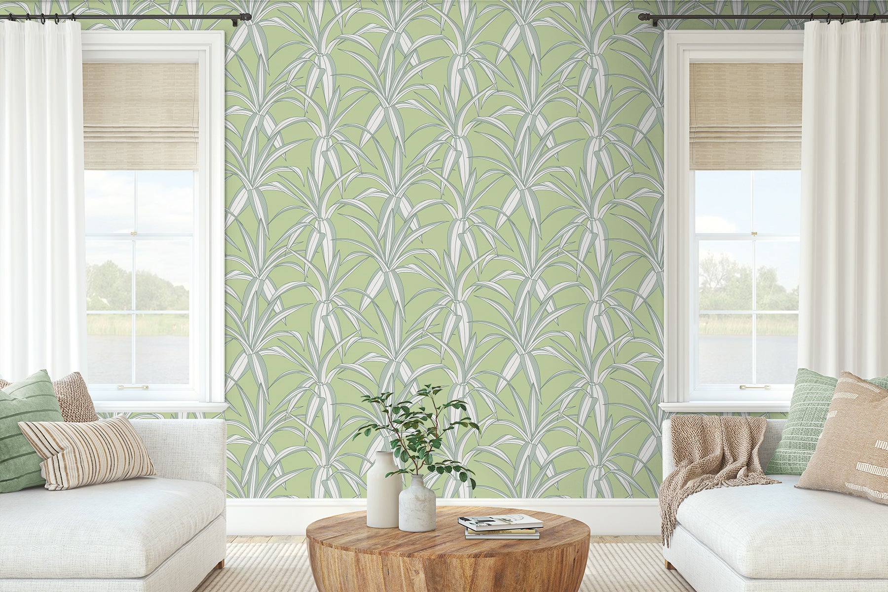 NextWall Tossed Cradle Plant Spring Green Wallpaper NW51704