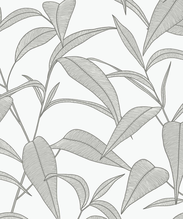 NextWall Pinstripe Leaf Trail Greystone Wallpaper Sample NW51808