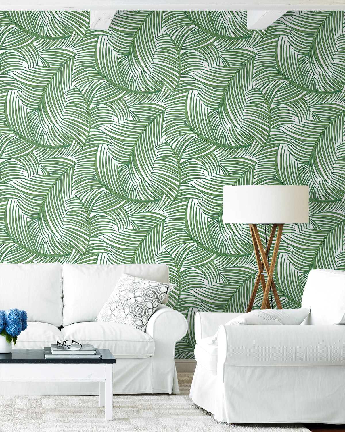 NextWall Tossed Palm Fronds Greenery Wallpaper NW51904