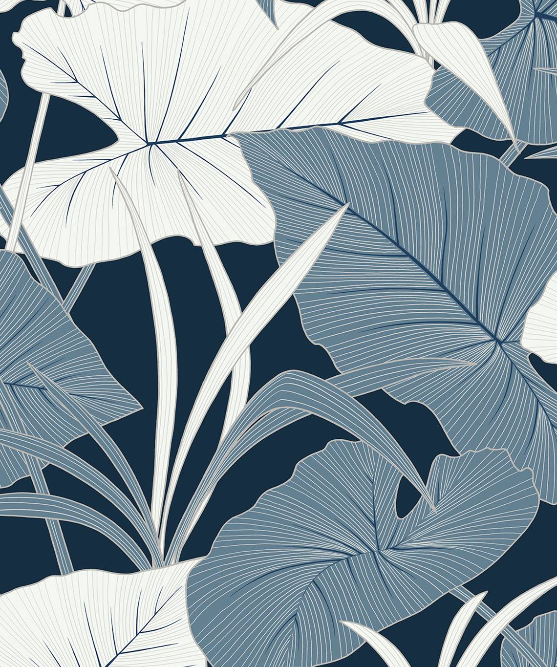 NextWall Elephant Leaves Blue Lagoon Wallpaper NW52002