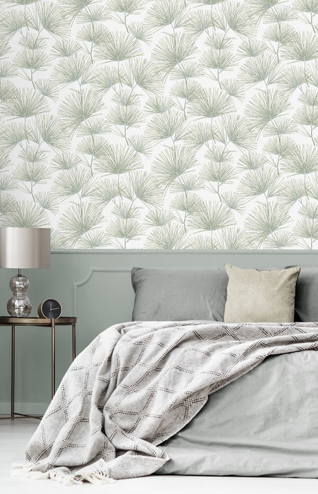 NextWall Pine Needles Aloe Green Wallpaper Sample NW52104