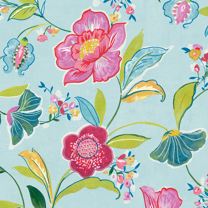 NextWall Painterly Floral Light Aqua Wallpaper Sample NW52302