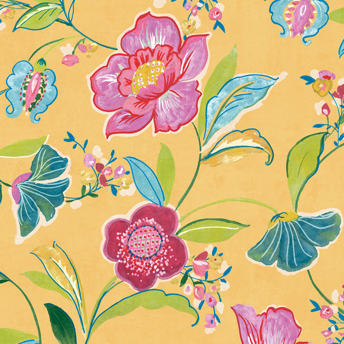 NextWall Painterly Floral Cantaloupe Wallpaper NW52306