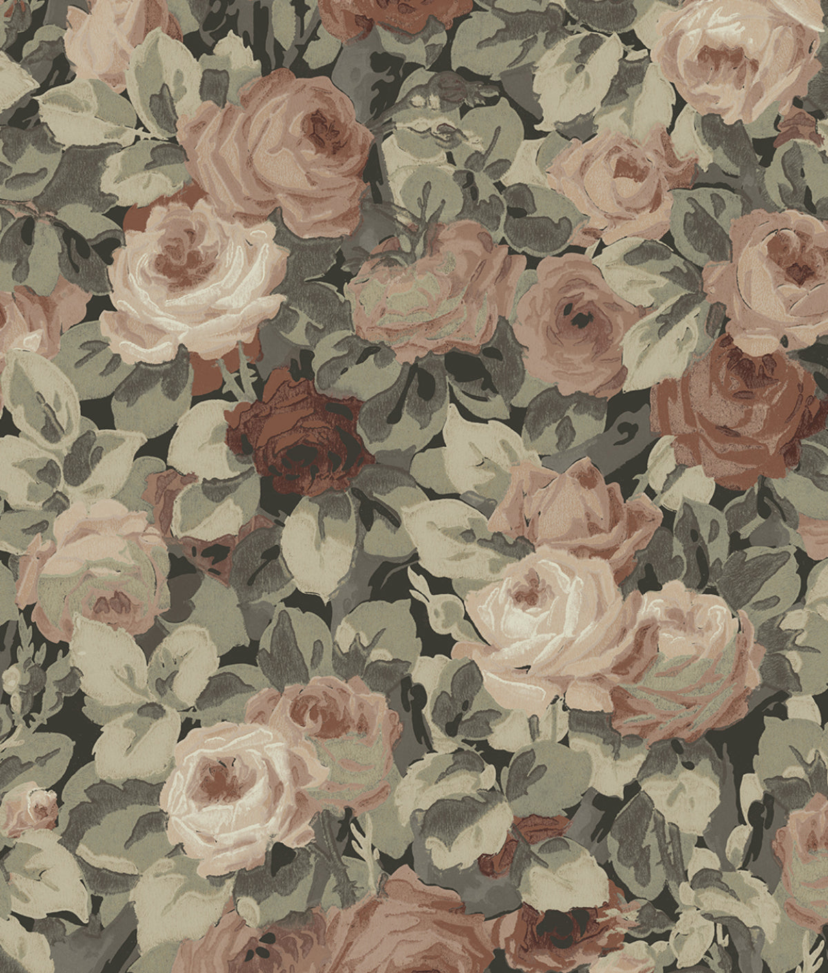 NextWall Rose Garden Dusty Mauve & Ash Grey Wallpaper NW52407