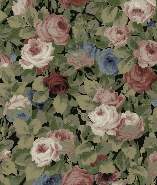 NextWall Rose Garden Olive And Wine Wallpaper Sample NW52411