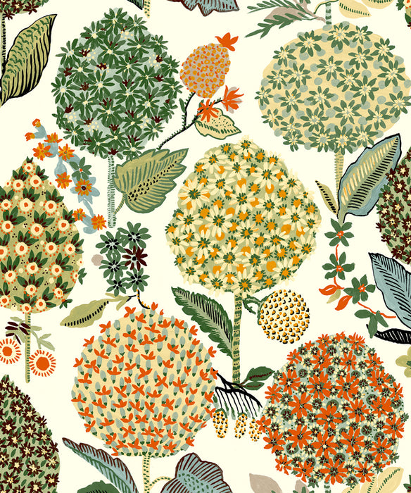 NextWall Blooming Bulbs Melon & Spruce Wallpaper NW52706