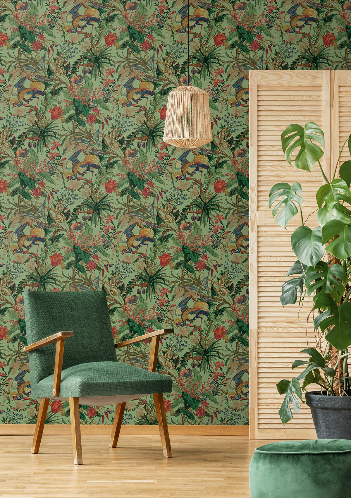 NextWall Tropical Canopy Seagreen Wallpaper NW52804