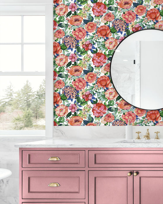 NextWall Watercolor Floral Garden Spring Blossom Wallpaper Sample NW52905