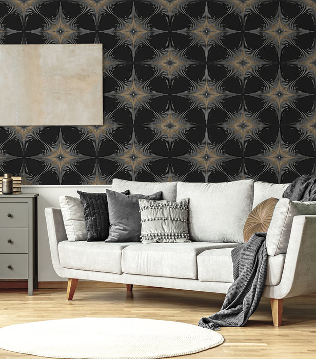 NextWall Stellar Geo Ebony Wallpaper Sample NW53000