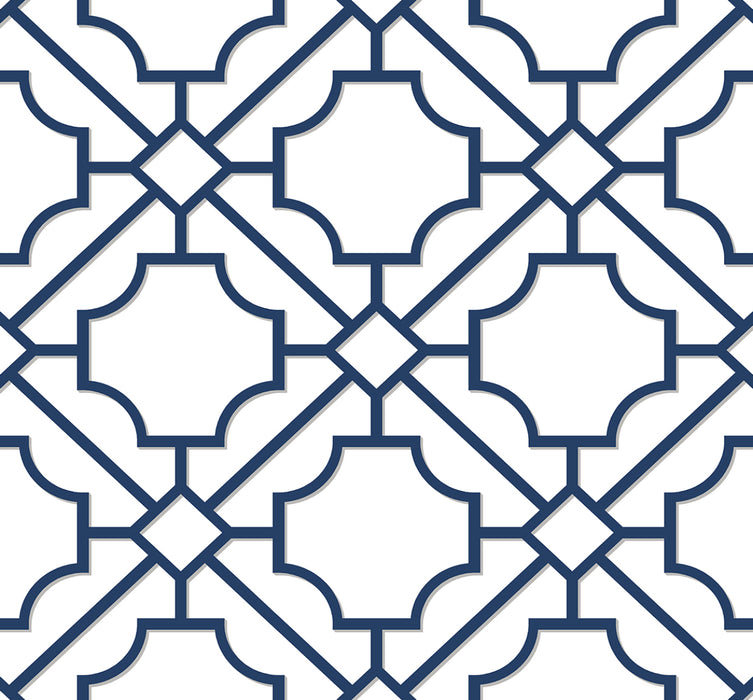 NextWall Lattice Geo Navy Blue Wallpaper Sample NW53502