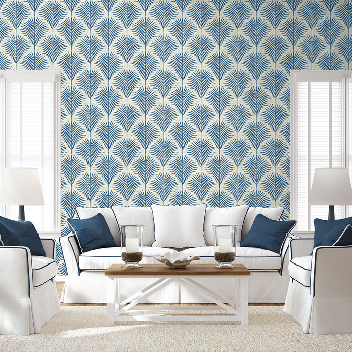 NextWall Grassland Palm Coastal Blue Wallpaper NW53802