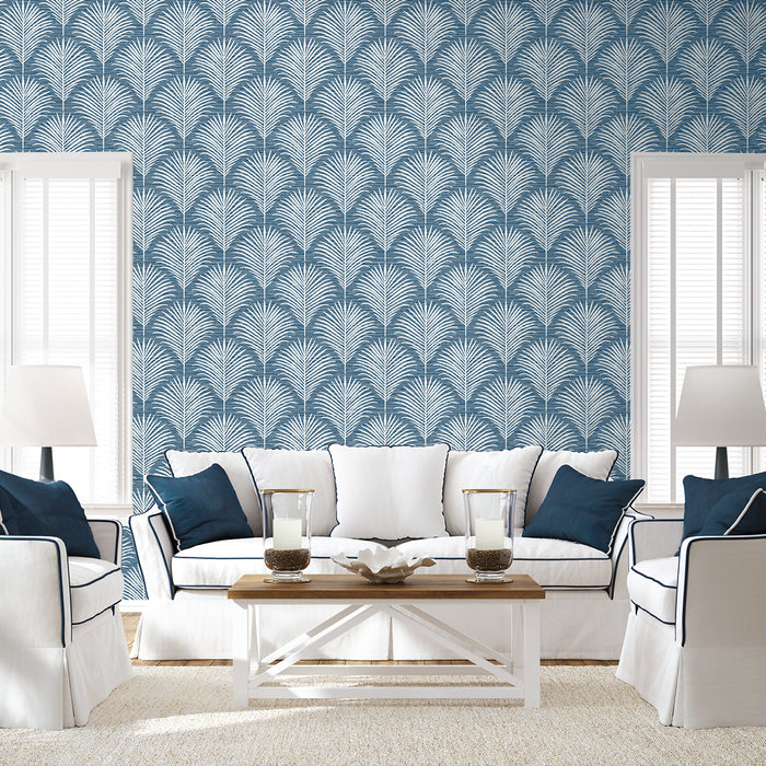 NextWall Grassland Palm Blue Lagoon Wallpaper Sample NW53812