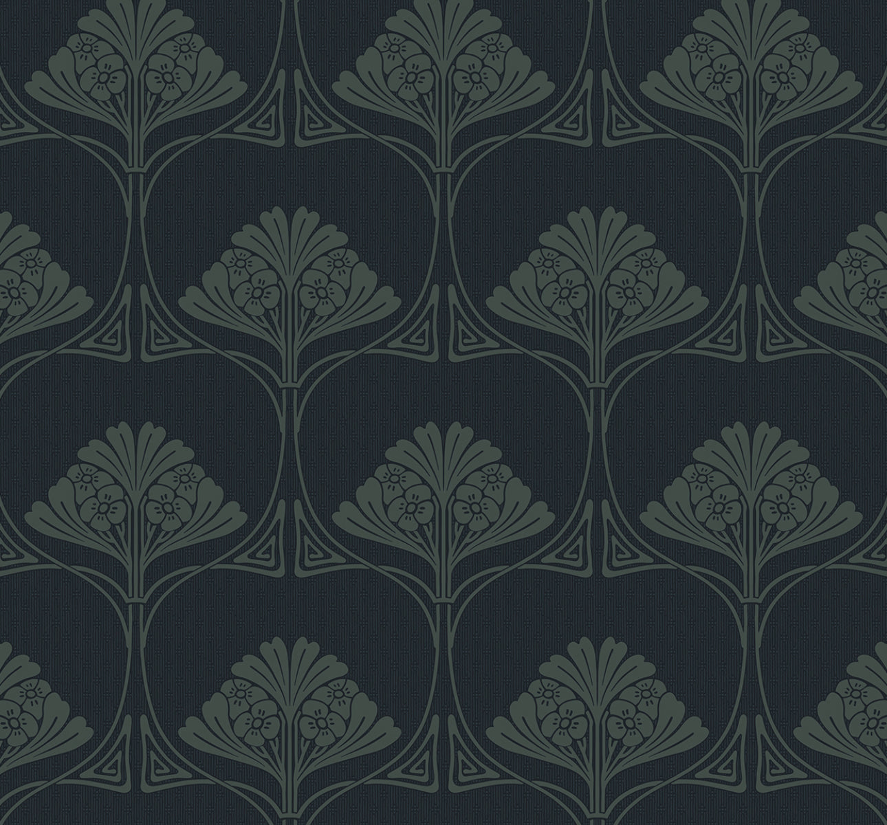 NextWall Deco Floral Midnight Blue & Juniper Wallpaper NW54002