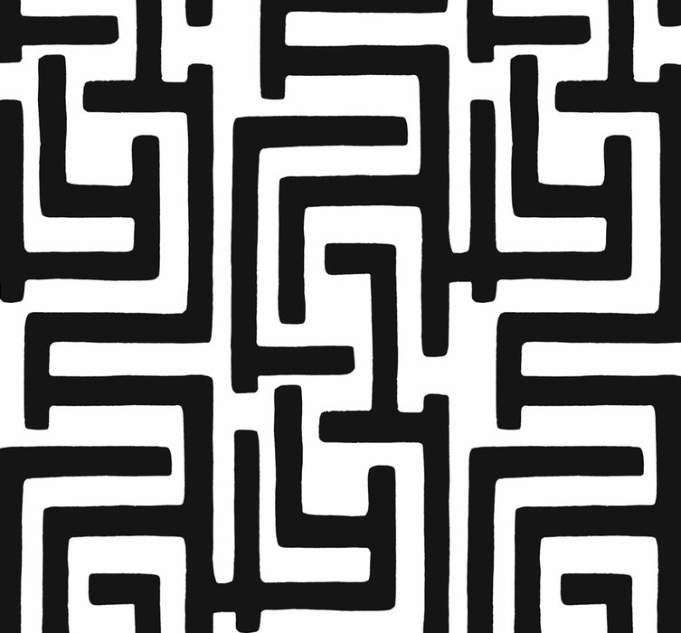 NextWall Graphic Maze Black Wallpaper Sample NW54100