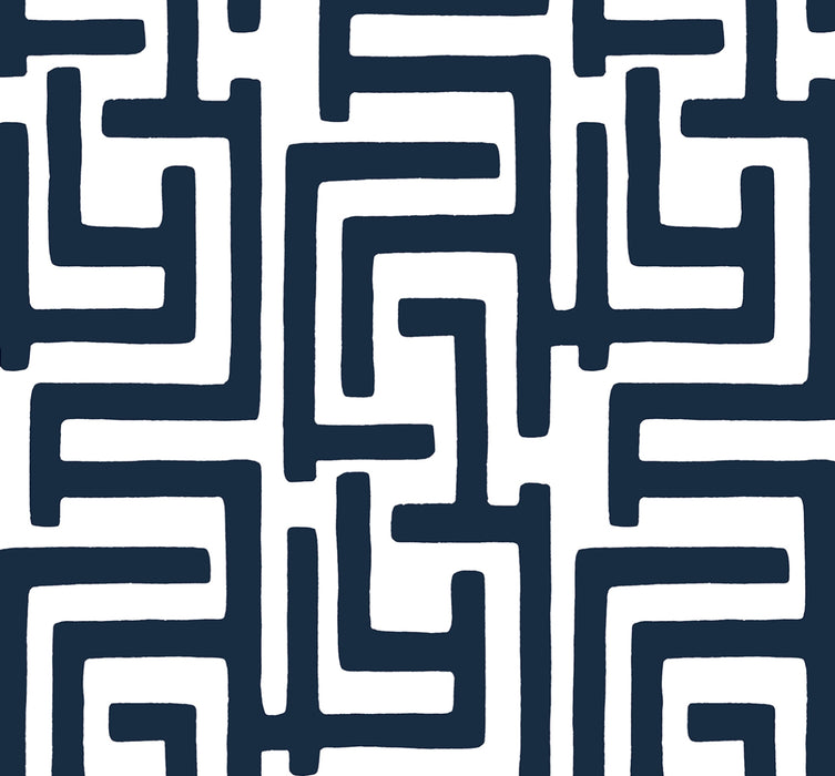 NextWall Graphic Maze Dark Blue Wallpaper NW54102