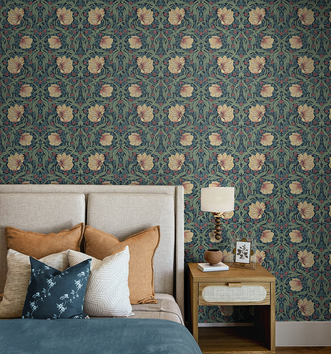 NextWall Pimpernel Garden Bluestone & Clay Wallpaper NW54202