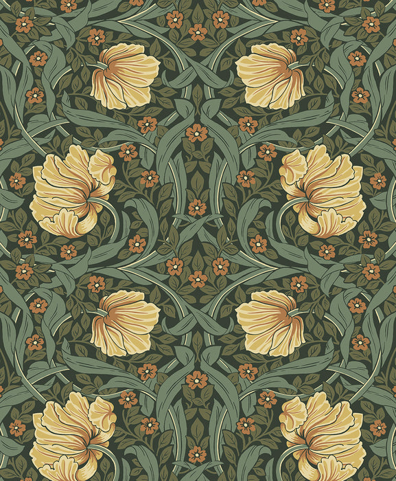 NextWall Pimpernel Garden Meadow Green & Amber Wallpaper NW54204